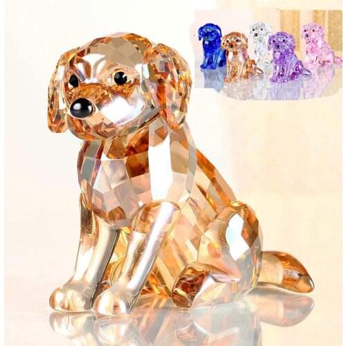 2021 High grade crystal Decorative gift present HOME CAR company shop business good luck Wealth lovely 3D Crystal dog Carving