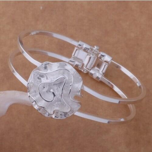 SZ-AB133 Hot Silver Color Gift Women Lady Nice High Quality Fashion Jewelry The Roses Open Bracelets /ajeajala Bvjakmqa