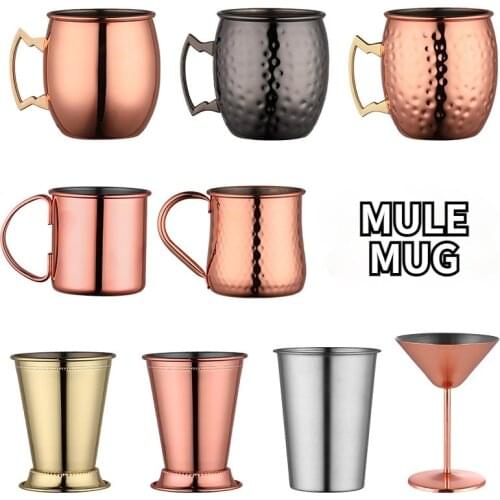 180ml/400ml/550ml Moscow Mule Mug Cocktail Mug Stainless Steel Hammered Copper Plated Beer Cup Coffee Cup Adult Gift