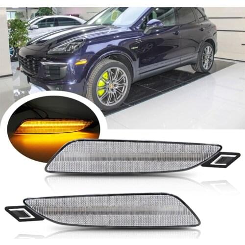 2PCS Clear LED Side Marker Lamp For Porsche Cayenne Gen 2015-2019 Amber Turn Signal Lamp