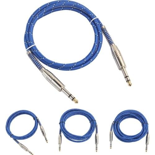 6.35mm to 6.35mm Audio Cable Male to Male For Electric Guitar Mixer Stereo Cable, Blue+Silver