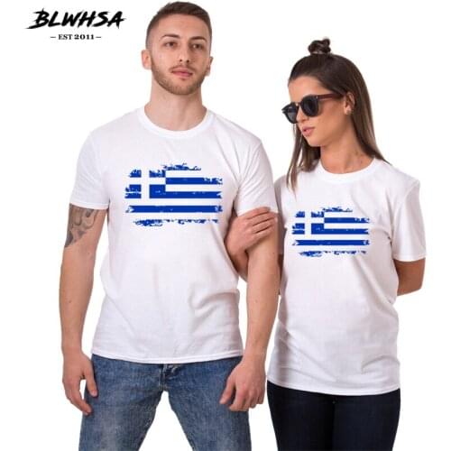 BLWHSA Greece Flag Couple Aegean Sea T-shirts Hubby & Wifey Matching Best Gift Couple T Shirt Anniversary Gift T Shirt Tees