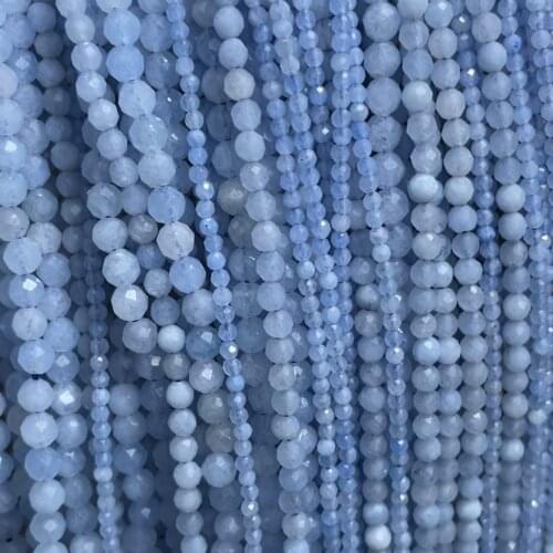 Natural Stone Beads Small Faceted Aquamarines Loose Beads 2 3 4 5mm For Bracelet Necklace Jewelry Making