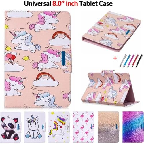 Cute Panda Unicorn Universal Case For 8.0" Tablet Case for Xiaomi Mi Pad 4 Universal Tablet 8 inch Case For Huawei Mediapad T3 8
