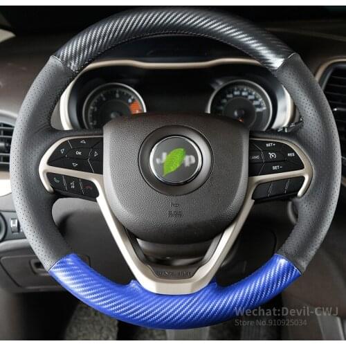 Car steering wheel cover for jeep renegade cherokee patriot grand cherokee compass Hand-stitched suede leather carbon fiber