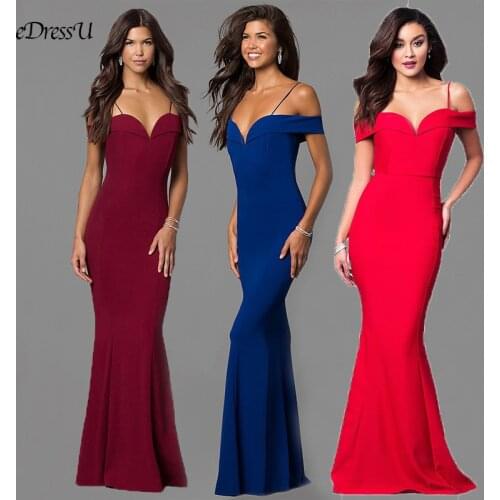 Spaghetti Bridesmaid Dress Mermaid Wedding Party Dress Cap Sleeves Long Maxi Dress MZX-32