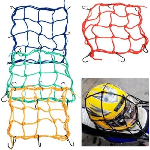 K1KE 30x30cm Motorcycle Rear Seat Cargo Net Elastic Goods Fixed Mesh with 6 Hooks