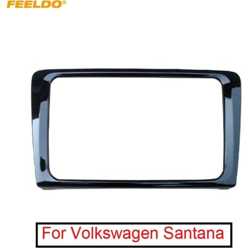 FEELDO Glossy Black Car 2DIN Dash Radio Stereo Fascia Frame For Volkswagen Santana 2013-2016 Refitting Panel Frame Installation
