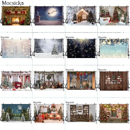 Winter Snow Backdrop for Photography Christmas Fireplace Photo Background Studio Snwoflake Santa Claus Windows Scenery Backdrops