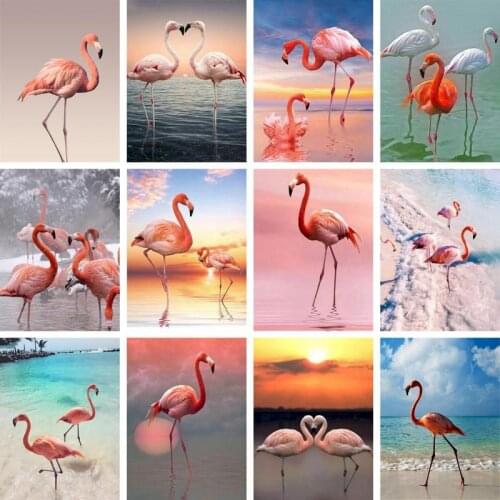 GATYZTORY Coloring By Numbers Flamingo Acrylic Handpainted Wall Art Painting By Numbers For Children Animal Kits Home Decor