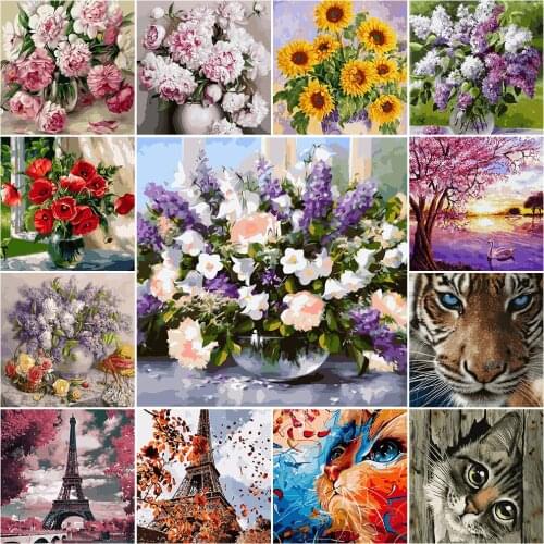 Clearance Painting By Numbers Flower No Frame Coloring By Numbers 19.7x15.7in 28 Colors Home Decor Diff:4 Stars VA-1675