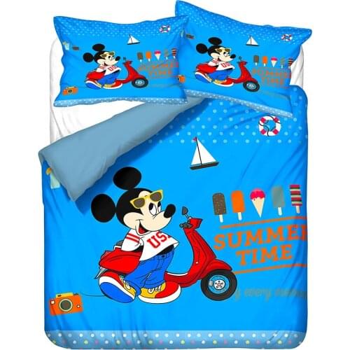 Home Spin Disney Mickey Minnie Bedding Set Children Home Spin Comfortable Duvet Quilt Cover Pillowcase Bedroom Decoration