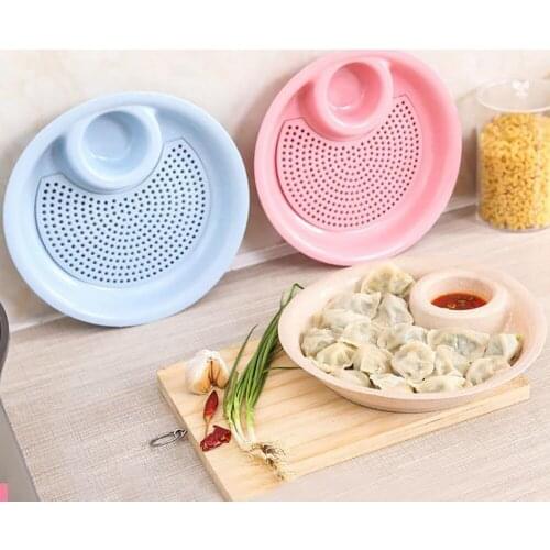 Kitchen Dual-layer Wheat Straw Tray with Spices Dish Fruit Bowl Dumplings Dish Tableware Dumplings with Vinegar Saucer Plate