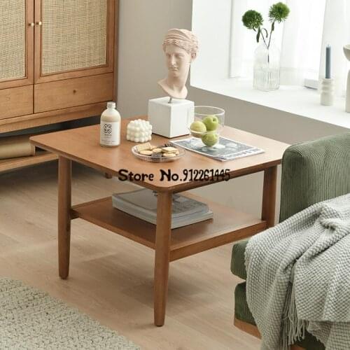 Solid Wood Square Tea Table Modern Simple Small House Type Square Table Tatami Living Room Light Luxury Square Japanese Small Ta