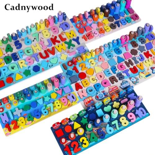 Montessori Multifunction Counting Board Wooden Toys Geometric Shape Cognition Kids Math Toys Early Educational Toys for Children