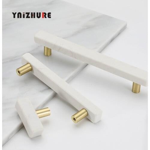 Marble Door Knobs and Handles for Furniture Cabinet Kitchen Cupboard Zinc Alloy Dresser Handles Drawer Pulls Stone Rock Beige