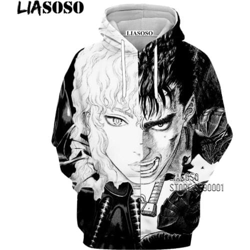 LIASOSO Manga Berserk Guts Griffith Warrior Sword Wolf 3D Print Women Men Hoody Hoodies Sweatshirts Casual Pullovers Mans Tops