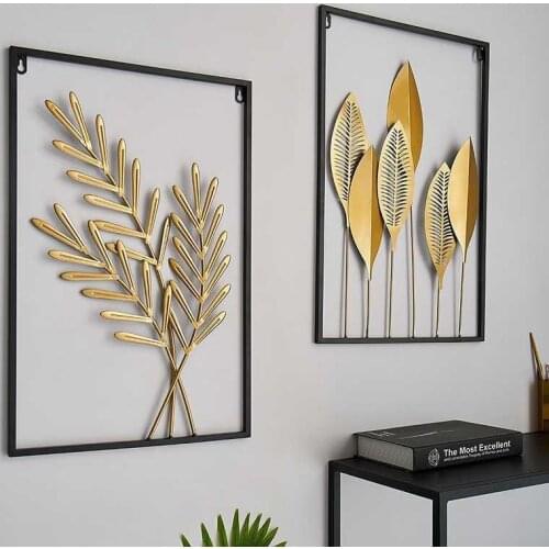 Nordic Style Wall Decoration Iron Ginkgo Leaf Wall Hanging Ornaments Home Decor Living Room Sofa Background Wall Mural Large