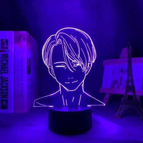 Yuri on Ice Victor Nikiforov Led Night Light for Bedroom Decor Nightlight Birthday Gift Anime 3d Lamp Victor Yuri on Ice