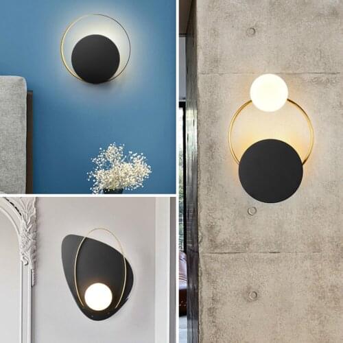 Nordic wall lamp bedside lamp bedroom creative modern light led wall light aisle balcony living room round bracket light CL51608
