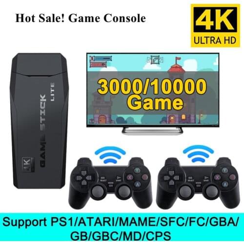 New Wireless Video Game Console 4K HD Display on TV Projector Monitor Classic Retro 64GB 10000 Games Double Controller