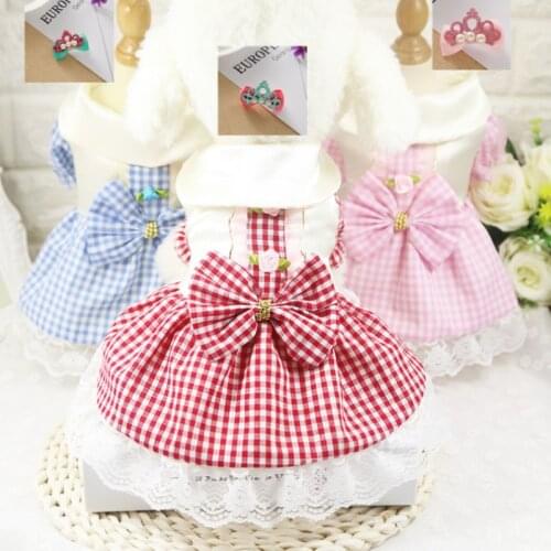 Pet Dogs Clothes Summer Dog Costume Sweetly Princess Dress Teddy Party Birthday Decor Bow Knot Dress For Small Dog With Hairpin