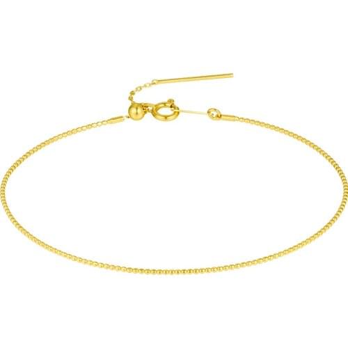 Sinya Au750 Gold Memolry Bangles Anklets Universal Steel Wire Bracelet Elasticity Adjustable Pure DIY Pearl Jewelry Accessories
