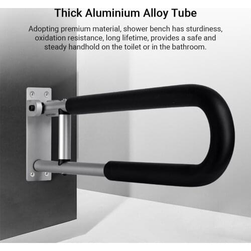 Aluminum Alloy Handrail for Toilet Anti-Fall/Anti-Slip Bathroom Handrail Flip-Up Safety Handrail Screw-In Safety Grab Bar Handle