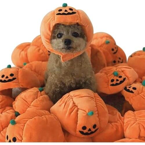 Lovely Pet Hat Halloween Pumpkin Pet Dog Cat Hat Dress Up Headdress Small Dog Cat Cosplay Costume Teddy Poodle Decorative Hats