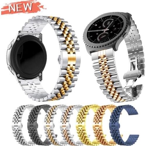 New 20mm 22mm Stainless Steel Strap for Samsung Galaxy 3 Watch 42mm 46mm Gear S3 Watch for Amazfit Metal Wristband Bracelet