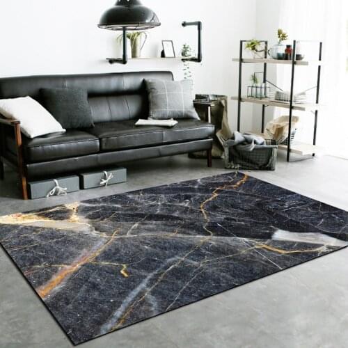 Luxury Nordic Marble Carpet Area Rug Living Room Office Modern 3D Carpet Black Home Floor Mat Table Balcony Alfombra Dormitorio