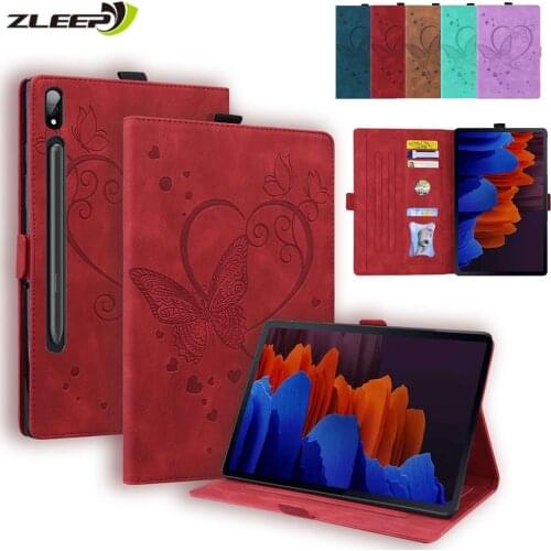 Butterfly Printed Leather Case For Samsung Galaxy Tab A7 Lite S7 Plus 8.0 2019 SM-T220 T500 T970 T870 T290 Wallet Stand Cover
