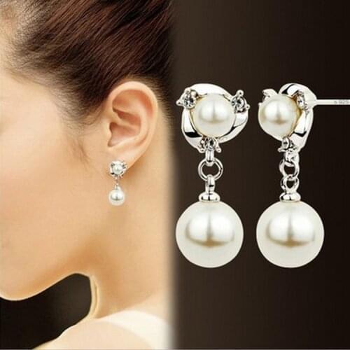 New Personality Crystal Earrings High Quality Wild Rhinestones Imitation Pearl Earrings For Women Stud Earrings Drop Jewelry