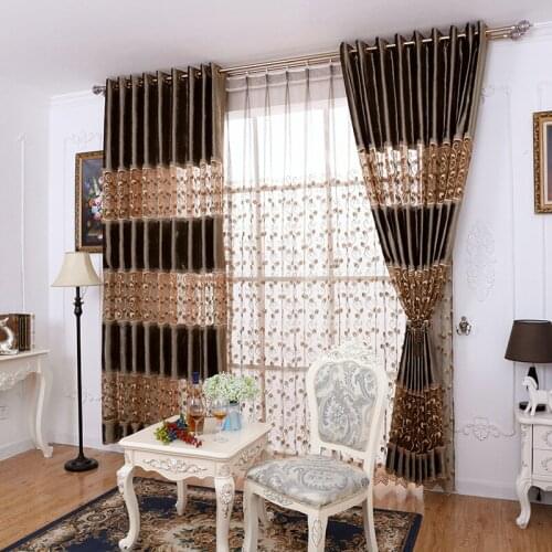 New European Style Blackout Curtains Fashion and Modern Style Living Room Bedroom Floor-to-ceiling Windows Embroidered Curtains