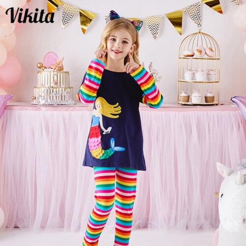 Girl clothing sets Cartoon Children Clothes Set Cotton Tops T shirt Leggings Pants Baby Kids 2 Pcs Suit Costume for 3 to 8 Years