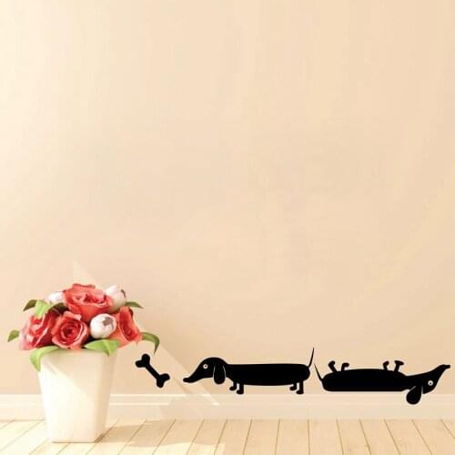 Funny Two Dachshund Dogs Vinyl Wall Sticker Cute dogs Wall Art Decals For Home Kids Room Decoration