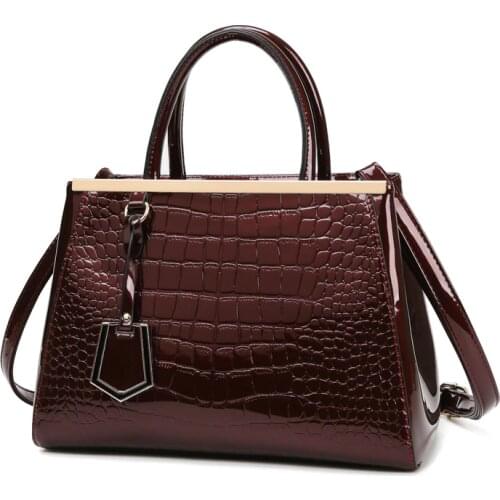 Women Genuine Leather Handbag Fashionable Crocodile Pattern Real Leather Shoulder Bag Classical Tote Crossbody Bag 2021 C1462