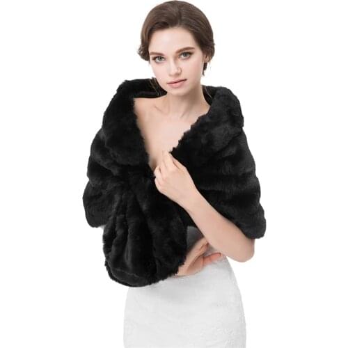 Womens Winter Warm Navy Faux Fur Shawl Coat Jacket Parka Outerwear Tops Wedding Large Shawl pashmina cape scarf