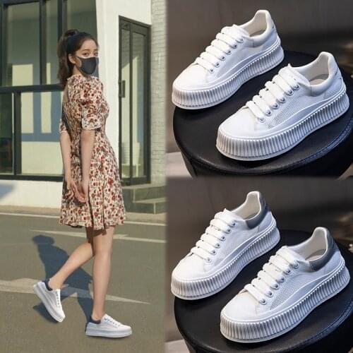 Ins Fashion Womens White Shoes Canvas Platform Wedges Sneakers Famous Designer Leather Luxury Sport Lace Up 2021
