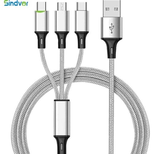 3 In 1 Type C Micro USB Multi Charger Cable for Xiaomi Redmi Note 5 Samsung A60 S9 S8 Mobile Phone USB Cord USB-C Charging Cabel