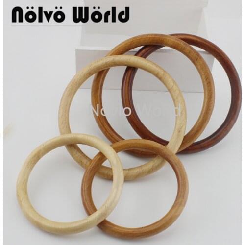 4-10 pieces,2 size 3 colors 11cm 14cm OKA Tree wood purse big O handle,Women knit purse dark brown round wood pen handles