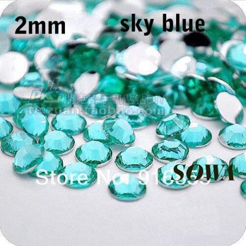 Free Shipping 10000pcs/bag Small Size 2mm Sky Blue Color Resin Flatback beads,Nail Art beads,DIY Decoration