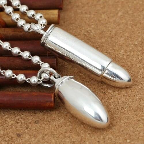 BOCAI S925 Silver Jewelry 2021 Fashion New Man and Woman Pendants Retro Simple Personality Glossy Bullet-shaped Pendant for Man