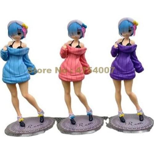 Anime re: life in a different world from zero rem sweater blue hair action figure 24cm Toy