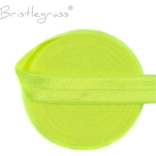BRISTLEGRASS 5 Yard 5/8" 15mm Neon Lemon FOE Fold Over Elastic Spandex Satin Bands Hair Tie Headband Lace Trim Dress Tutu Sewing