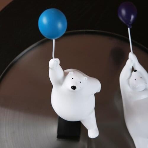 Polar Bears Figure Home Wall Mount Decoration Resin Modern Gift for Boy/man/kids Creative Flying Bear Figurines Balloon