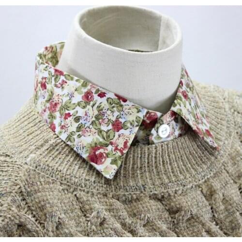 Cotton Fake Collar for Mens Women Floral Printed Detachable Collars Nep Kraagje Cravats Necktie Half Shirt Blouse False Collar