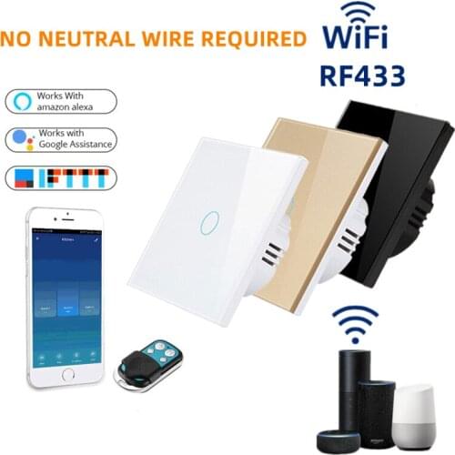 Smart Wall Touch Switch WiFi Connection Smart Home Glass Panel Light Switch AC220V 1/2/3 Gang Remote Control EU Standard Switch