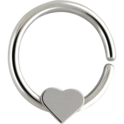 JHJT 1pc Cute Heart Shape Nose Rings Hoop 316L Stainless Steel Fashion Nariz Septum Ear Piercing Jewelry for Women Men