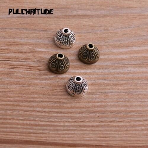 40pcs 7*10*10mm Two Color Bead Caps Charm Hollow Flower Pendants Jewelry Accessories DIY Receptacle Charms